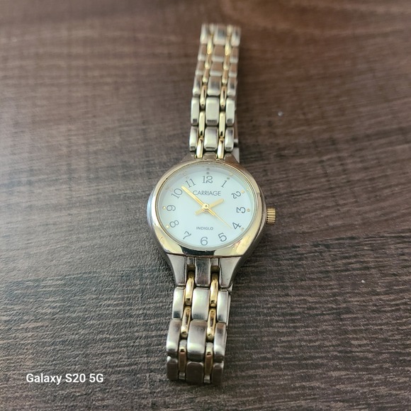 Carriage by Timex Two Tone Gold Silver Indiglo Quartz Womens Watch - Picture 1 of 9